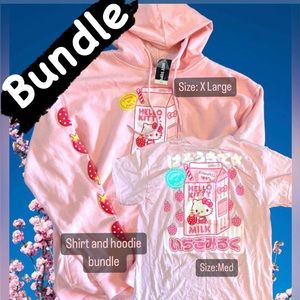 Sanrio Hello Kitty Hot topic pink hoodie and shirt bundle